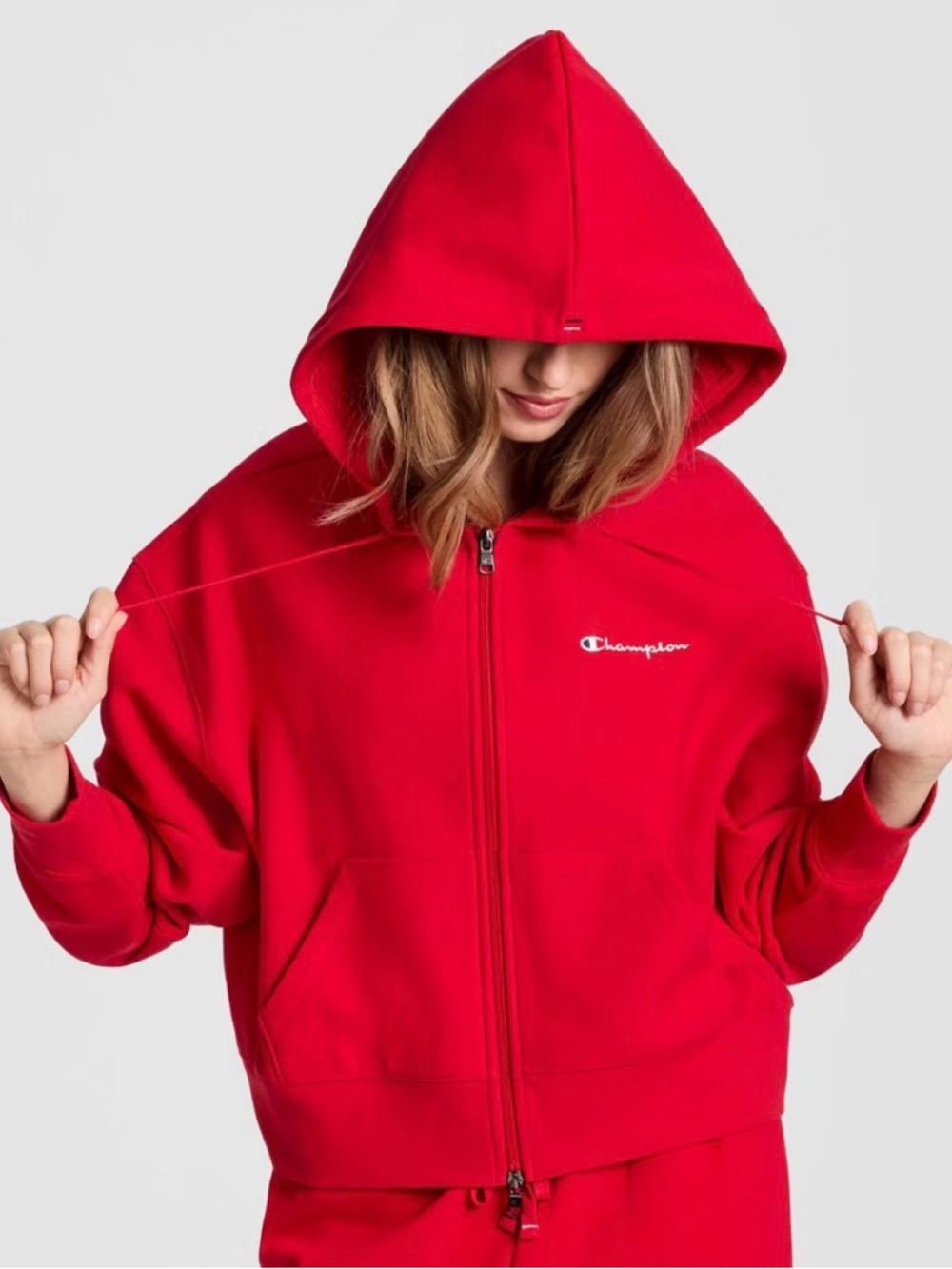 Champion Vibrant Red Zip-Up Hoodie with Hood